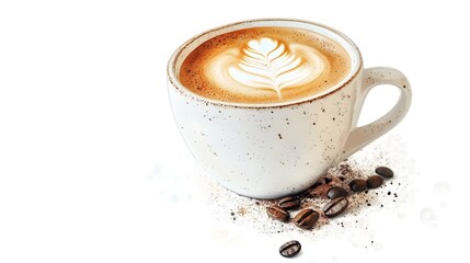 Obraz premium Hot cappuccino coffee cup isolated on white background 