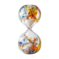 HandPainted Autumnal Hourglass Decorative Timepiece with Fall Leaves and Floral Design  Elegant Home Decor Accent