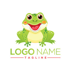 Smiling Cartoon Frog Logo Template