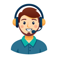 Headset representative in studio with smile