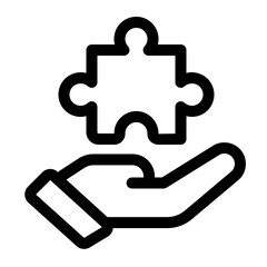 Hand Holding Puzzle Piece Icon