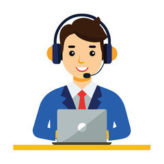 Online help worker answering call happily
