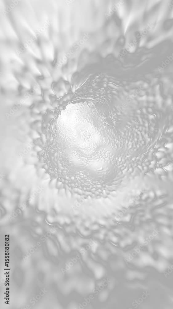 Wall mural abstract wavy white textured tunnel loop travel with shadows vertical animation.