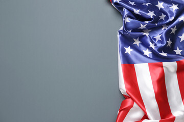 USA flag on grey background. Independence Day celebration