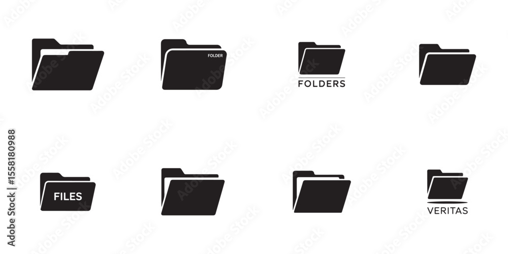 Fototapete Black folder icons with text labels file document