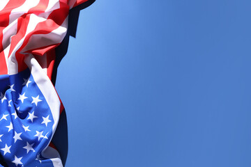 USA flag on blue background. Independence Day celebration