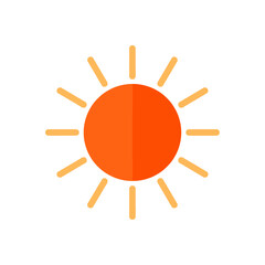 Bright stylized graphic icon representing a warm sunny day or summer heat weather symbol simple minimalist design element for web and app interfaces or forecast reports