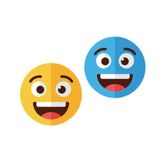 Joyful Digital Expression Two Simple Cartoon Emojis Laughing Showing Extreme Happiness and Joy Representing Online Communication and Emotional Connection with Flat Design