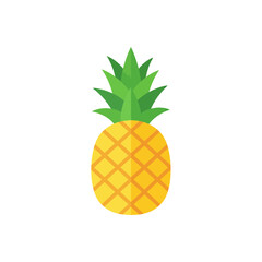 Bright Tropical Pineapple Fruit Flat Design Icon Isolated on White Background Simple Modern Graphic Element for Summer Refreshment Healthy Eating and Exotic Food Concepts Sweet
