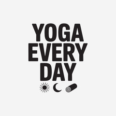 Yoga Everyday Black Text Sun Moon Mat Graphic vector