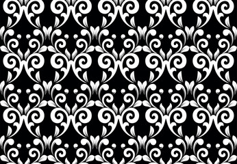 Flower geometric pattern. Seamless vector background. White and black ornament. Ornament for fabric, wallpaper, packaging. Decorative print.