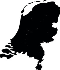 Solid Black Silhouette Map of Holland