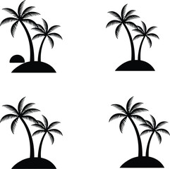 palm trees collection, set silhouette