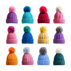 Colorful Knit Pom Pom Beanies Winter Hats Collection for Kids  Adults