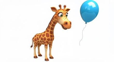 Obraz premium Cartoon giraffe and balloon
