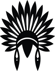 Traditional Tribal Headdress Vector with Feather Details