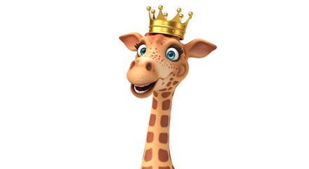 Obraz premium Cartoon giraffe with crown isolated