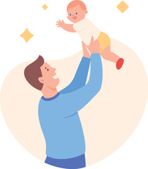 Happy Father Tossing Baby in Air Joyful Family Moment