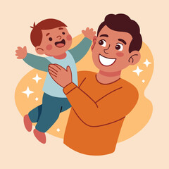 Happy Father and Son Playing Together Joyful Moments of Parenthood