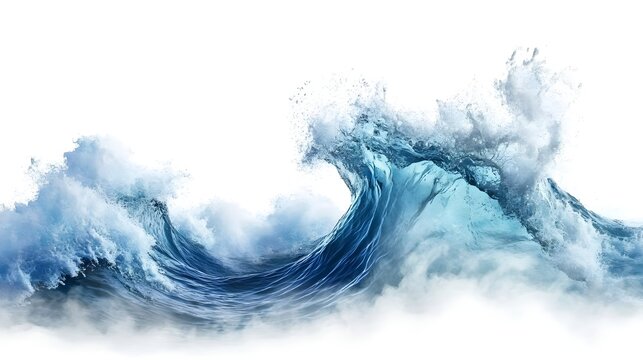 Sea wave transparent background isolated on white background 