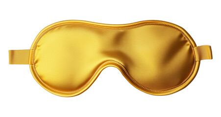 Gold satin sleep mask with ergonomic contoured design isolated on a transparent background