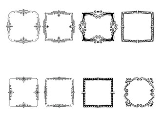 Vintage ornament frame. Decorative border frames, retro style divider. Elegant vintage frame and wedding ornaments Isolated icons vector set. Calligraphic filigree black ink borders collection