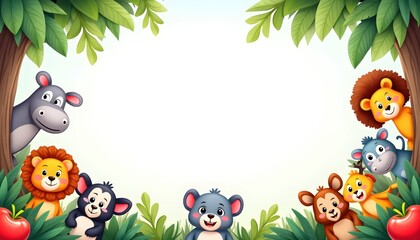 Naklejka premium Animal illustration forming a frame