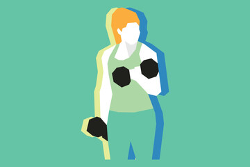 A woman is exercising using dumbbells illustration design