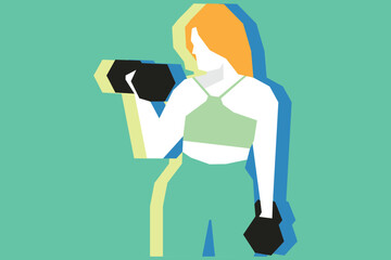 A woman is exercising using dumbbells illustration design