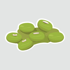 Green Bean Seeds Vector Illustration Sticker. Vector illustration of green bean seeds sticker. Perfect for agriculture, farming, healthy food, and organic products