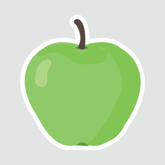 Green Apple Vector Illustration Sticker. Simple vector illustration of a green apple sticker. Perfect for healthy food, nutrition, organic products, and fresh fruit designs