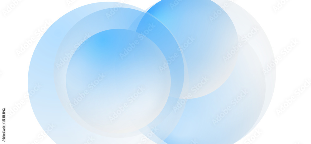 Poster bright blue glossy circles shiny abstract minimal geometric background. vector tech design