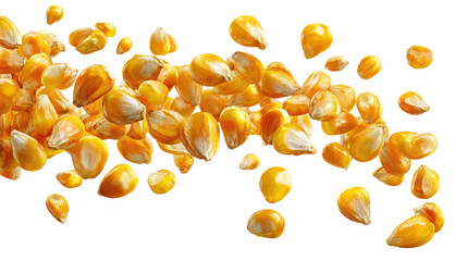  Falling Corn Kernels in Luxury Product Photography with Golden Hues on Transparent Background