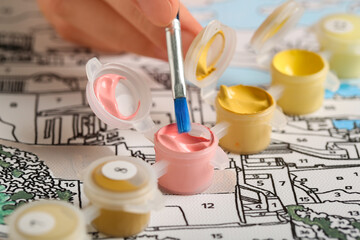 Painting by number, closeup view
