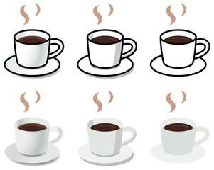 様々なコーヒーアイコンのベクターイラストセット