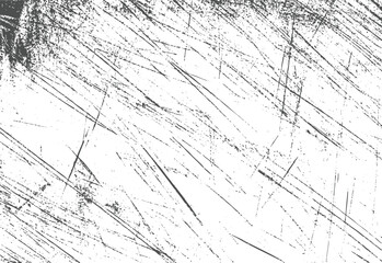 Diagonal scratched grunge texture background. Distressed overlay with rough cracked lines and dust effect. Black on white vector illustration.