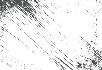 Diagonal scratch texture with grunge splatter accents on white background.