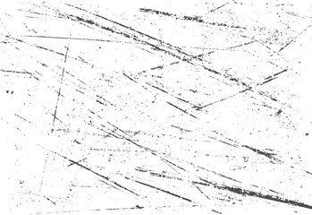 Grunge diagonal scratch texture with scattered distressed lines and rough erosion. Vector overlay background.