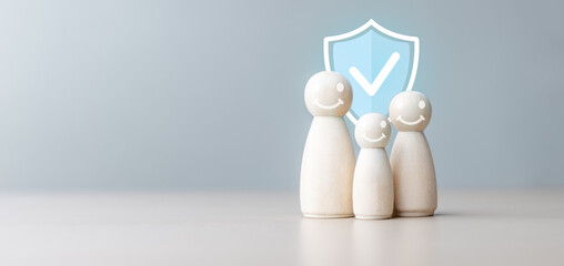 Happy family insurance plan. Financial family planning. Life insurance protect. Medicine health healthcare. Medical care insurance. Families money plan management. Families retirement invest. © Garun Studios