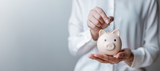 Piggy bank saving money concept. Finance banking plan. Financial save planning. Saving money plan.