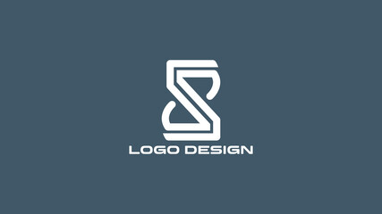 Stylish SS monogram logo with dynamic twist design on blue-gray background, perfect for fashion branding, creative identity, or modern business use
