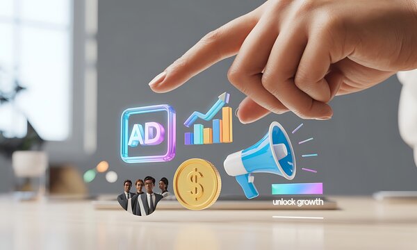 digital advertising concepts with hand interaction