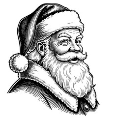 Cute Hand drawn Santa Claus portrait, vector sketch isolated on white background, SVG vector	