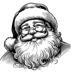 Cute Hand drawn Santa Claus portrait, vector sketch isolated on white background, SVG vector	