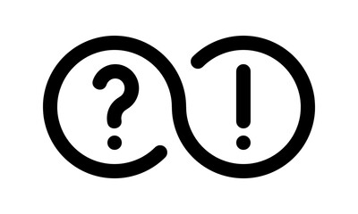 question mark and exclamation point outline infinity icon, social media problem and solution sign