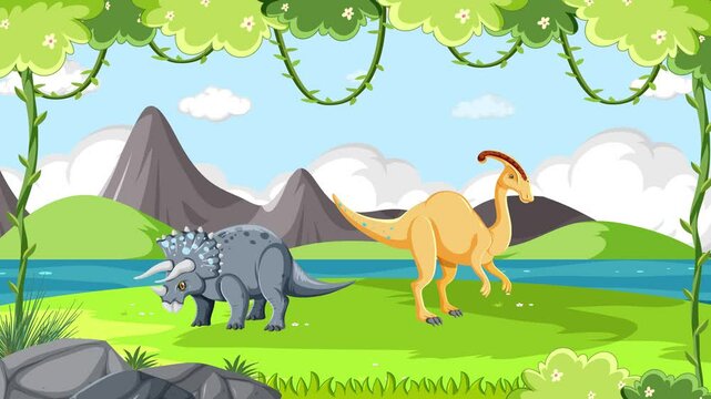 Dinosaur Counting Adventure in Prehistoric Landscape