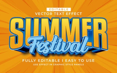 3d editable summer text effect typography style template