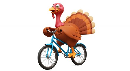 Turkey riding bicycle illustration