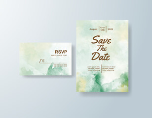 Wedding invitation with abstract watercolor background
