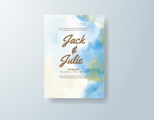 Wedding invitation with abstract watercolor background